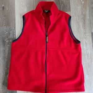 Vintage LL Bean Womens Red Full Zip Fleece Vest Ja